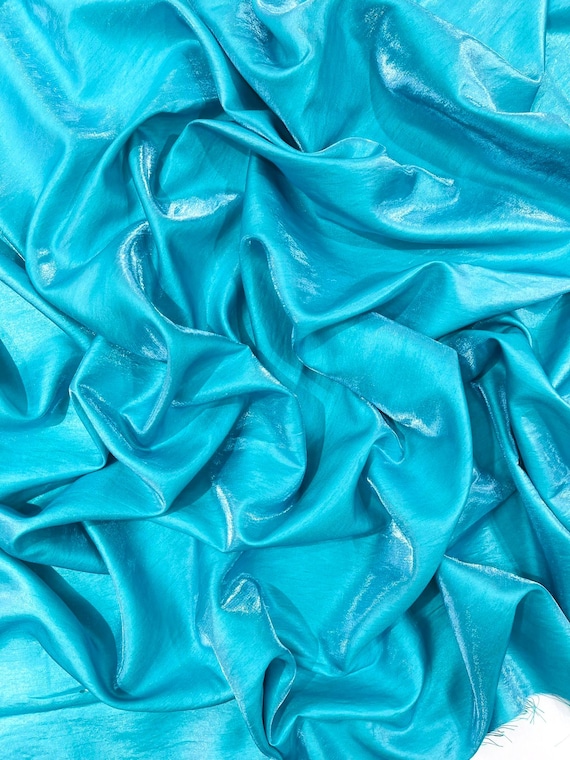 Aqua Blue Iridescent Liquid Dupioni Fabric 58" Wide| Costume, Dressmaking, Flowing Lightweight Material