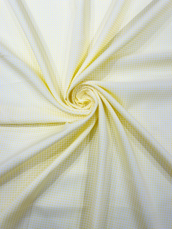 Light Yellow Gingham 1/8” Squares, Poly Cotton Checkered Fabric- Sold by the yard