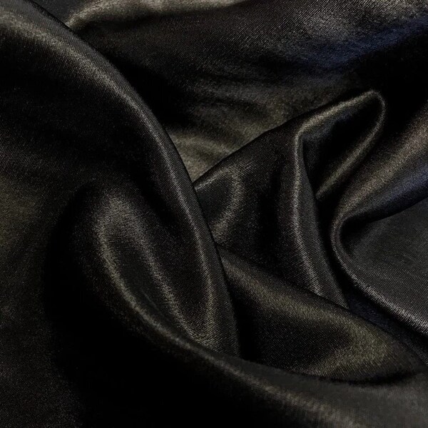 Crepe Back Satin Bridal Fabric Draper-Prom-Wedding-Nightgown- Soft 58"-60" Inches Sold by The Yard. Black