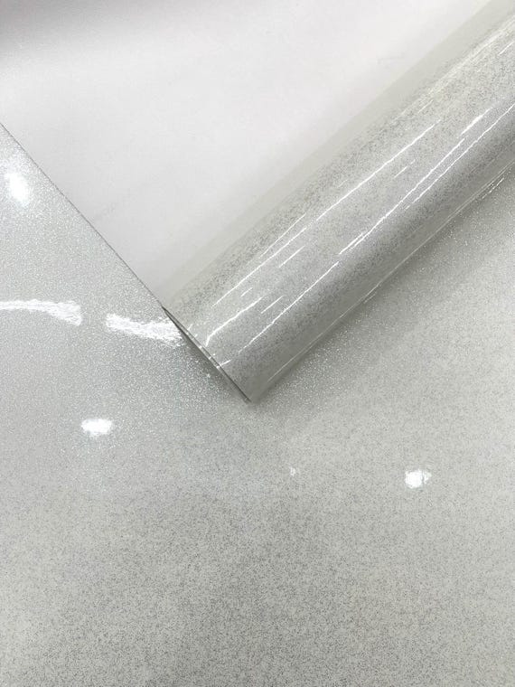 Ivory Ultra Sparkle Glitter Upholstery Vinyl Fabric / Crafting Apparel Upholstery Vinyl Fabric 54" Wide.
