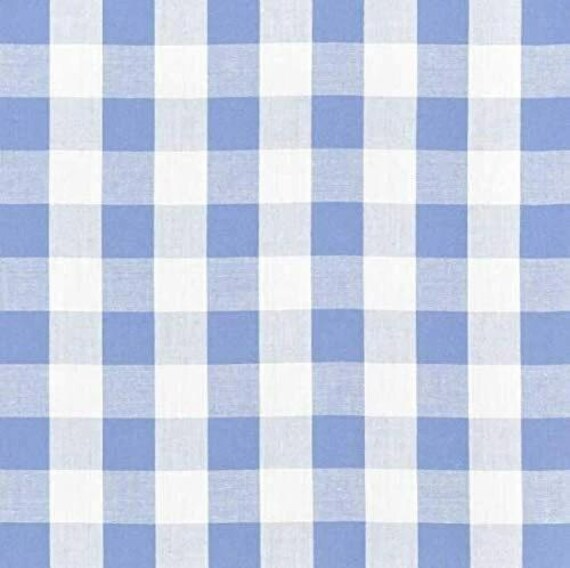 Baby Blue Gingham 1 Inch Checkered Poly Cotton 58" Wide Fabric- Sold by the yard