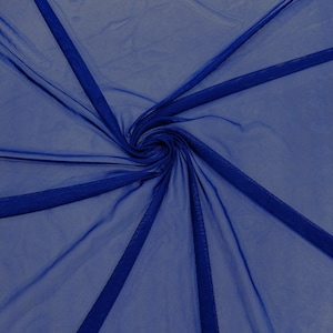Dark Royal Blue 58/60&quot; Wide Solid Stretch Power Mesh Fabric Spandex/ Sheer See-Though/Sold By The Yard.