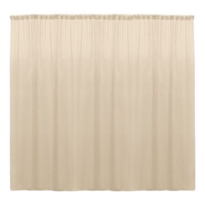 May include: A plain, off-white curtain panel with a gathered top and a straight bottom edge.
