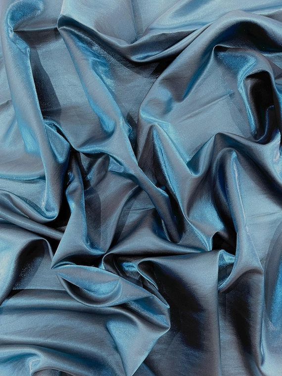 Teal Black Iridescent Liquid Dupioni Fabric 58" Wide| Costume, Dressmaking, Flowing Lightweight Material