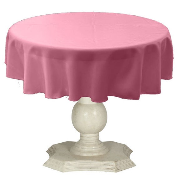 Candy Pink Round Tablecloth Solid Dull Bridal Satin Overlay for Small Coffee Table Seamless