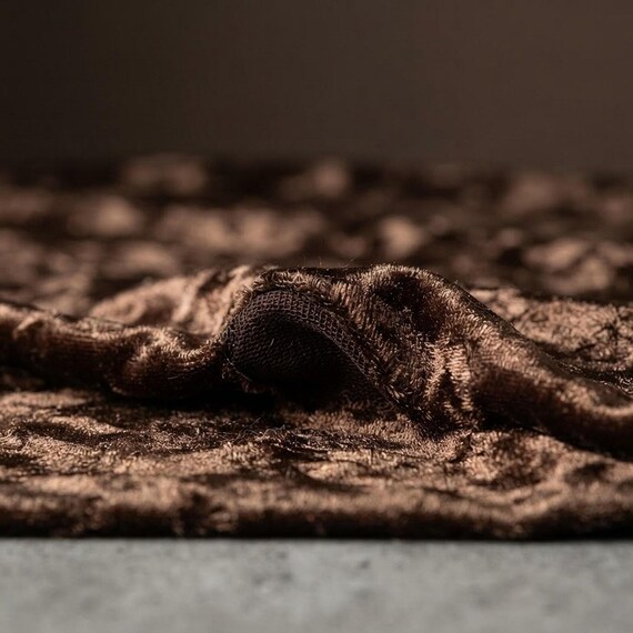 Brown 59/60" Wide Crushed Stretch Panne Velvet Velour Fabric Sold By The Yard.