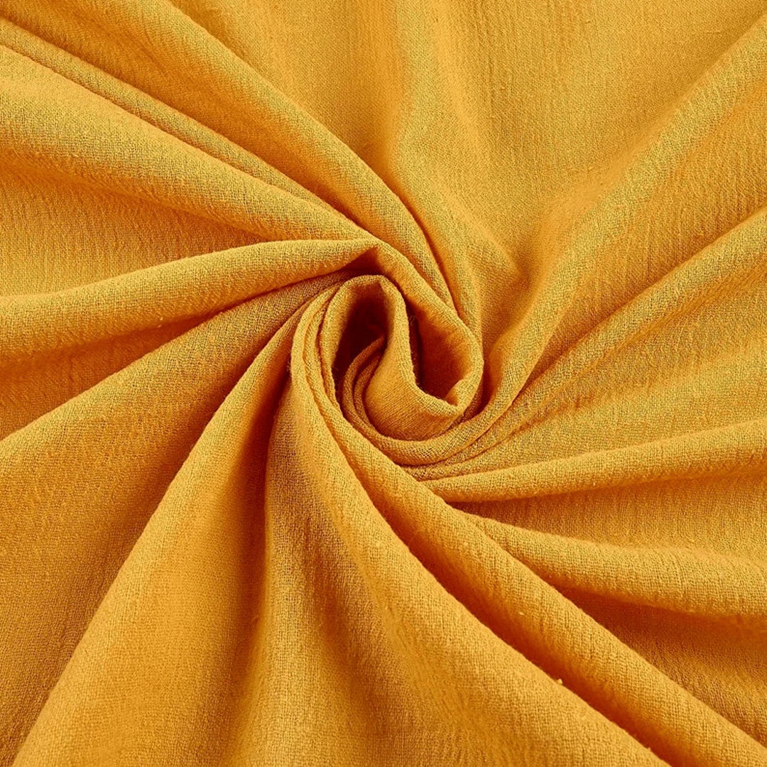 Cotton Gauze Fabric 100% Cotton 48/50 Inches Wide Crinkled Lightweight Sold  by the Yard. Gold 