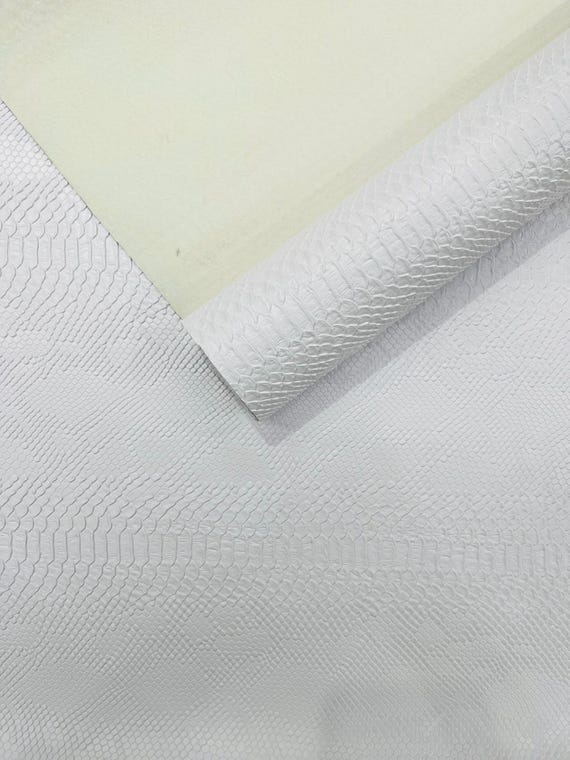 White Viper Snake Skin Texture Faux Leather Fabric| 54" Wide| Upholstery| Bags.