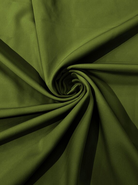 Olive Green Dull 4 Way Stretch Crepe Fabric/Medium Crepe-Bridal Fabric/Apparel Fabric/Polyester Crepe-Spandex