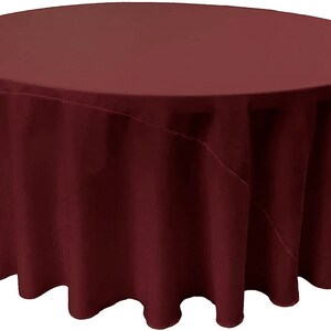 Round Polyester Poplin Tablecloth - Burgundy - Choose Size Below
