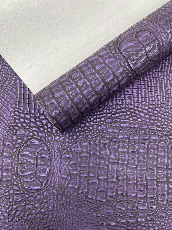 Disco Purple Metallic Gator Vinyl Fabric 54" Wide / Upholstery Crafting Accessories Applications Faux Leather PVC.