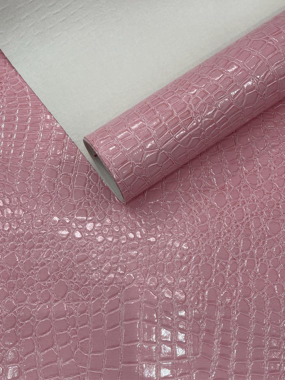 Pink Shiny Alligator 3D Embossed Vinyl Fabric, 54" Wide Upholstery Crafting Accessories Applications.