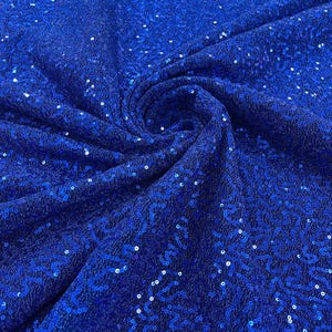 Metallic Tinsel Stretch Lurex Fabric With Sequins/58 Wide. Royal Blue