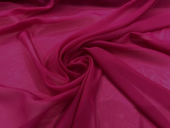 Fuchsia 5Yards 60" Wide Sheer Fabric Chiffon Fabric by The Yard Continuous Solid Color Draping Fabric for Wedding Party Easter Backdrop