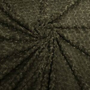 Olive 58&quot; Wide Minky Swirl Rose Blossom Ball Rosebud Plush Fur Fabric Polyester-Sold by Yard.