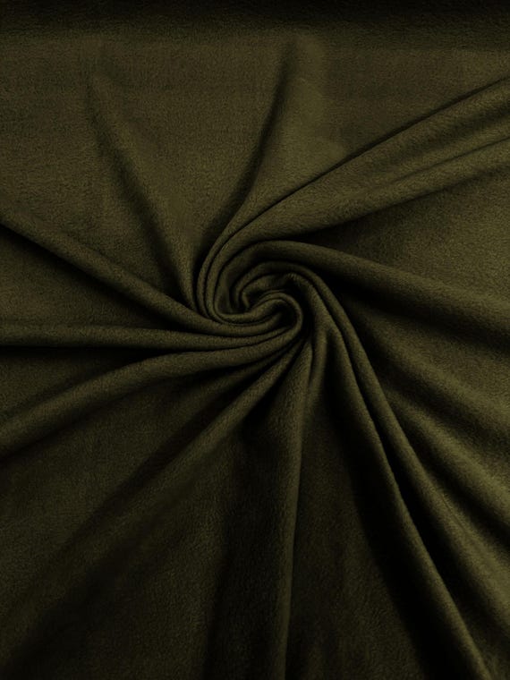 Dark Olive Solid Polar Fleece Fabric Anti-Pill 58" Wide | Soft Polyester Blanket, Jacket.