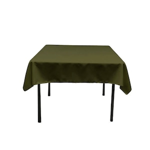 Square Polyester Poplin Table Overlay - Olive - Diamond. Choose Size Below