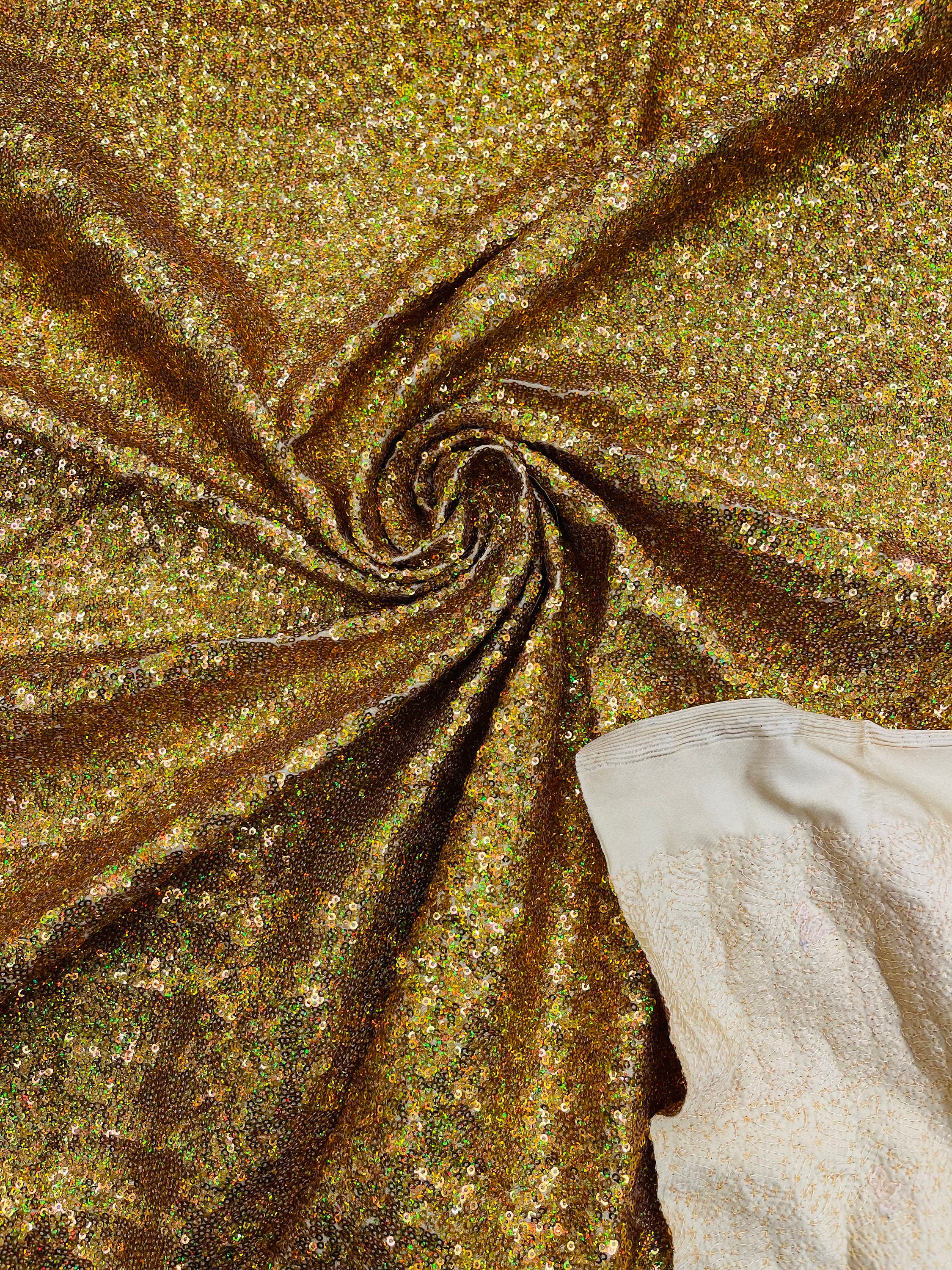 Fabric Sold By The Yard Multicolor Iridescent Glued Sequin