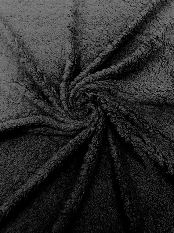 Black Cuddle Minky Sherpa Fleece, lamb Wool Design Fabric. Sold By The Yard