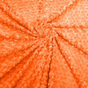 Orange  58&quot; Wide Minky Swirl Rose Blossom Ball Rosebud Plush Fur Fabric Polyester-Sold by Yard.