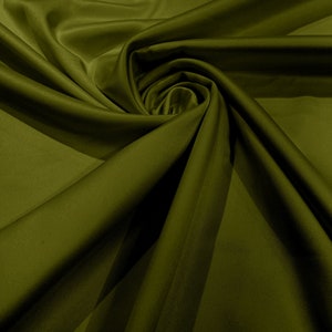 Olive Green Matte Stretch Lamour Satin Fabric 58" Wide/Sold By The Yard. New Colors
