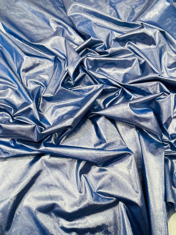 Royal Blue Metallic Polyester Dupioni Faux Silk Fabric | 55" Wide Wedding, Home Décor.