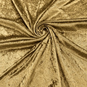 Dark Gold 59/60&quot; Wide Crushed Stretch Panne Velvet Velour Fabric Sold By The Yard.