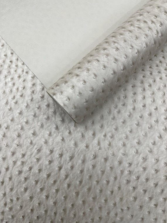 Metallic Pearl Classic Ostrich Upholstery Vinyl Fabric / Faux Leather Accessories Crafting Apparel Upholstery Vinyl Fabric 54" Wide.