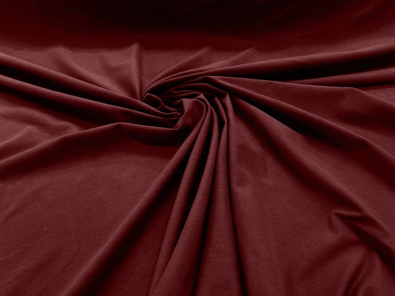 Burgundy 58/60" Wide Cotton Jersey Spandex Knit Blend 95% Cotton 5 percent Spandex/Stretch Fabric/Costume
