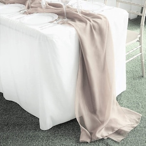 Champagne Chiffon Table Runner Extra Long, Wedding Runners, Holiday Table Runners, Long Table Runners.