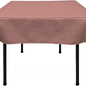 Square Bridal Satin Table Tablecloth. Dusty Rose