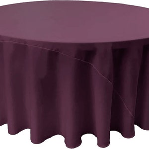 Round Polyester Poplin Tablecloth - Eggplant - Choose Size Below
