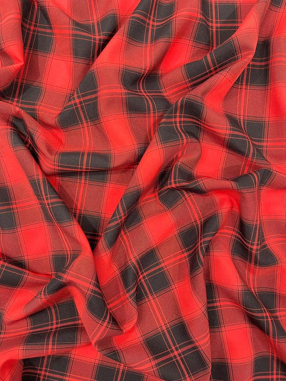Red Black Plaid Polyester Poplin 58" Wide.