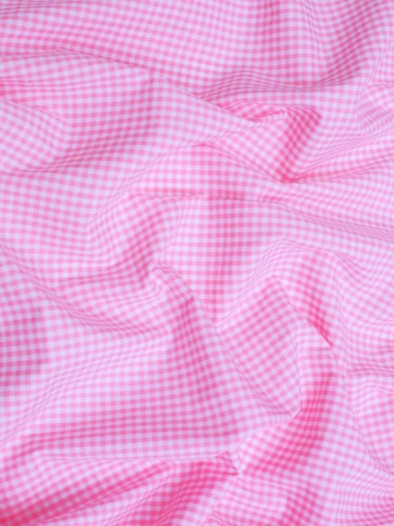 Pink Gingham 1/8" Checkered Poly Cotton 58" Wide Fabric- Sold by the yard