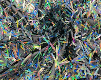 Silver Iridescent Sword Sequins Fabric/Big Sequins Fabric On Black Mesh/54 Inches Wide.