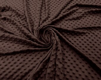 Brown 58" Wide 100% Polyester Minky Dimple Dot Soft Cuddle Fabric SEW Craft Sold by The Yard.