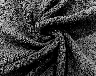Black Cuddle Minky Sherpa Fleece, lamb Wool Design Fabric. Sold By The Yard