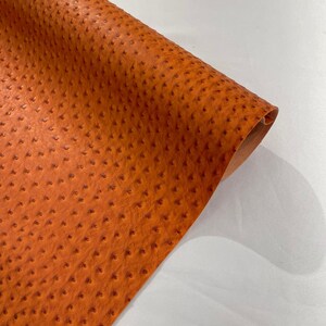 Orange 54” Wide Ostrich Fake Leather Upholstery, 3-D Ostrich Skin Texture Faux Leather PVC Vinyl Fabric Sold by The Yard.