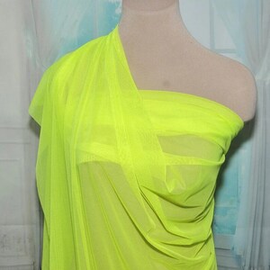 58/60&quot; Wide Solid Stretch Power Mesh Fabric Nylon Spandex Sold By The Yard. Neon Yellow