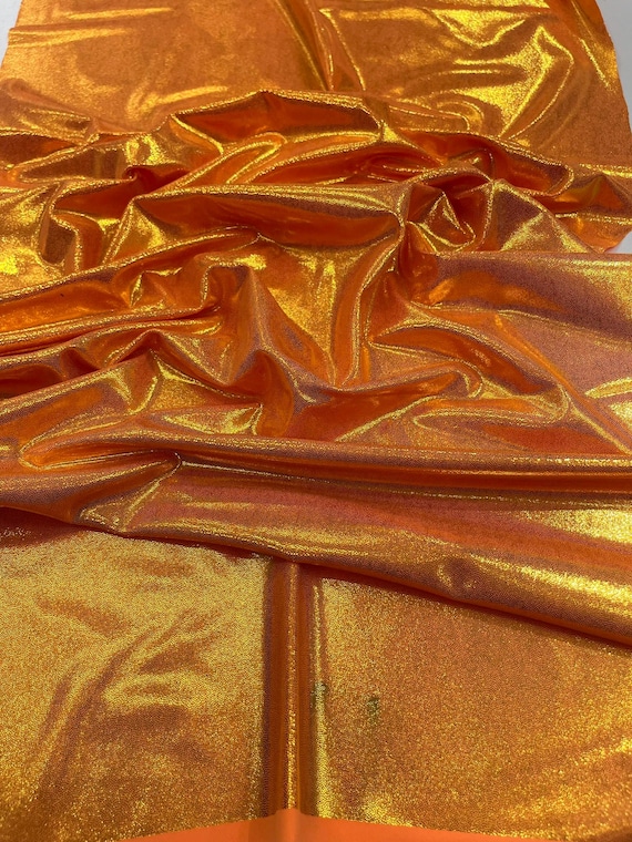Orange Foggy Foil All Over Foil Metallic Nylon Spandex 4 Way Stretch/58" Wide