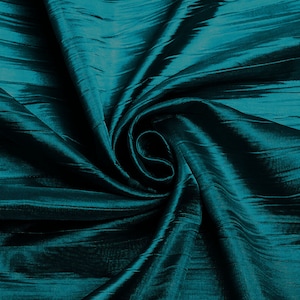 Dark Teal Crushed Taffeta Fabric - 54" Width - Creased Clothing Decorations Crafts - Sold By The Yard
