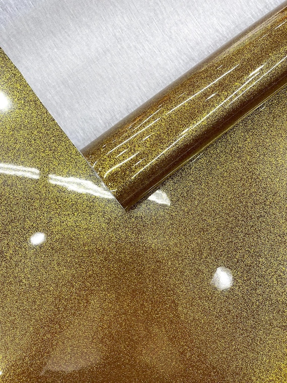 Dark Gold Ultra Sparkle Glitter Upholstery Vinyl Fabric / Crafting Apparel Upholstery Vinyl Fabric 54" Wide.