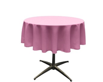 Mantel de popelina de poliéster redondo liso color rosa Mexi sin costuras.