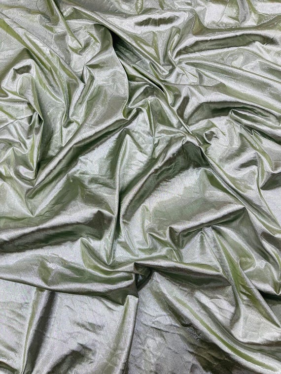 Sage Green Metallic Polyester Dupioni Faux Silk Fabric | 55" Wide Wedding, Home Décor.