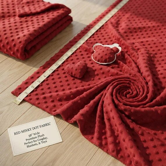 Red Minky Dot Fabric, 100% Polyester 58" Wide| Stuff | Blankets Sold by the Yard