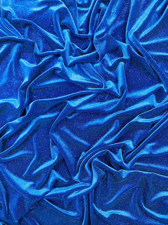 Royal Blue Glitter Stretch Velvet Fabric | 58" Wide.