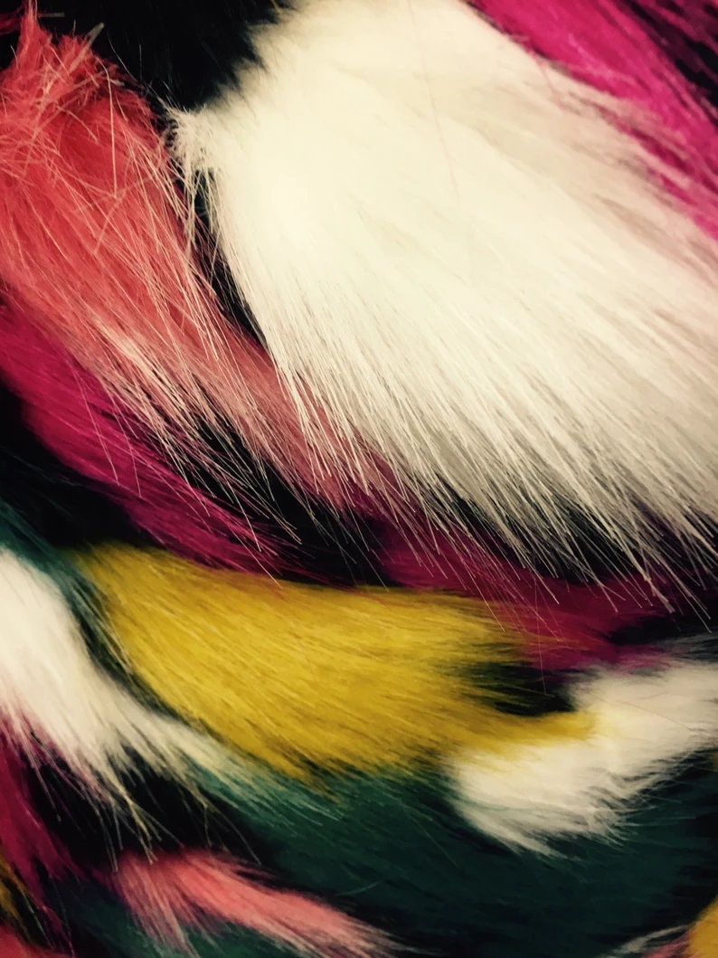Cotton Candy Design Shaggy Faux Fun Fur- 2 Tone Super Soft Fur. Sold By Yard Orange/Off White main image 0