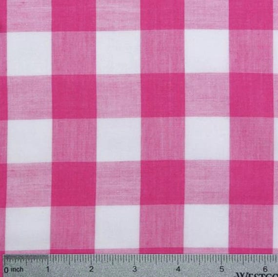 Fuchsia Gingham 1 Inch Checkered Poly Cotton 58" Wide Fabric- Sold by the yard