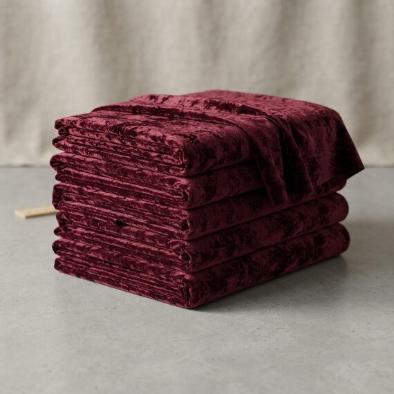 Cranberry 59/60" Wide Crushed Stretch Panne Velvet Velour Fabric Sold By The Yard.
