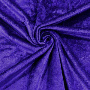 Dark Purple Minky Solid Silky Plush Faux Fur Fabric - Sold by the yard